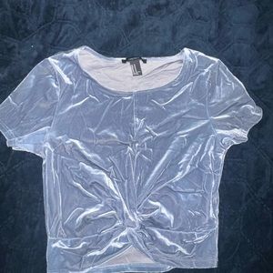 Blue velvet knot crop top